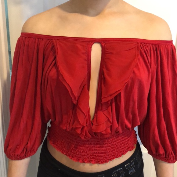Brand New Vibrant Red Blouse with Center Cut out. - Picture 3 of 3